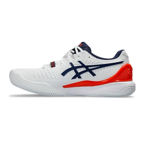 ASICS Resolution 9 Scarpa da Tennis per Campi Veloci per Uomo, White Blue Expanse, 46 EU