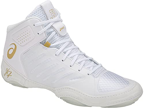 ASICS Unisex JB Elite III Wrestling Shoes, 10.5, White/Rich Gold