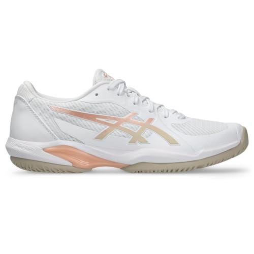 ASICS Women's Solution Swift FF 2 Tennis Shoes, 7.5, White/Cantaloupe