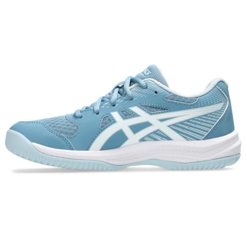 ASICS Kid's Upcourt 6 Grade School Volleyball Shoes, 4, SABA Blue/White