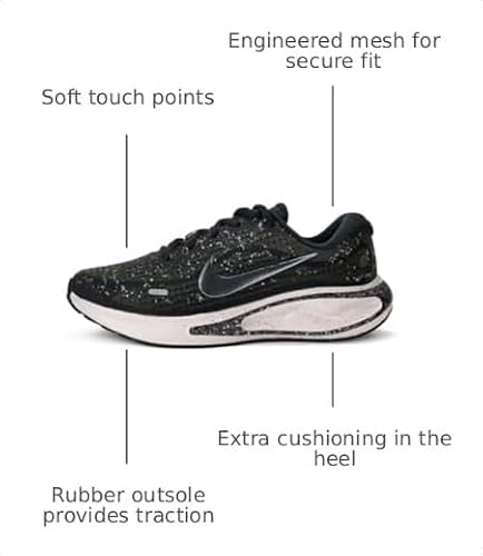 Nike Women's Journey Run Road Running Shoes, Black/Metallic Dark Grey-Metallic Silver, 8