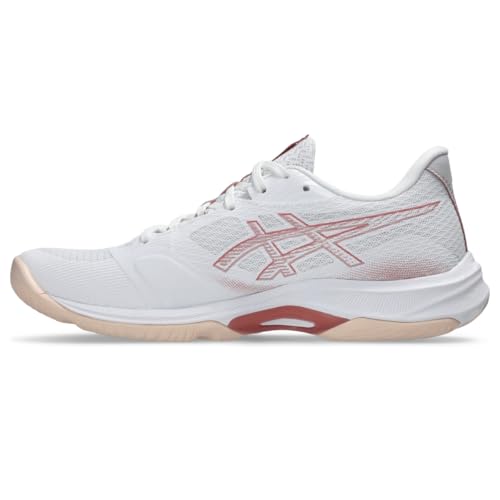 ASICS Women's Netburner Ballistic FlyteFoam 4 Volleyball Shoes, 7, White/Rose Rouge