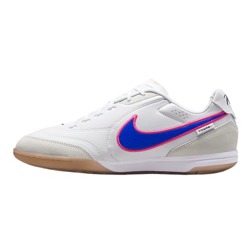 Nike Tiempo Streetgato Indoor/Court Low-Top Soccer Shoes (White/Pink Blast/Racer Blue) Size 9.5