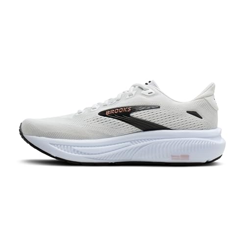 Brooks Women’s Ghost 18 Neutral Running & Walking Shoe - White/Black/Rose Gold - 6.5 Medium