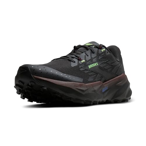 Brooks Men’s Cascadia 19 Mountain Trail Running Shoe - Phantom/Rum Raisin/Green - 12 Medium