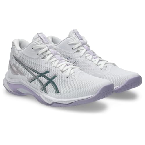 ASICS Women's Netburner Ballistic FF MT 4 Volleyball Shoes, 7, White/Dahlia