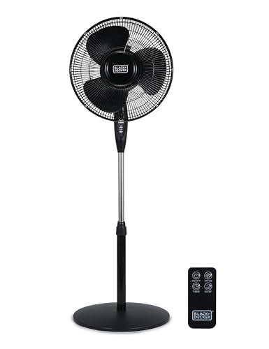 BLACK+DECKER 16" Oscillating Pedestal Fan with Remote, BFSR16B, Black