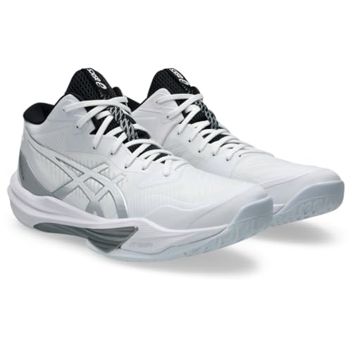 ASICS Men's Sky Elite FlyteFoam Mid Top 3 Volleyball Shoes, 12.5, White/White