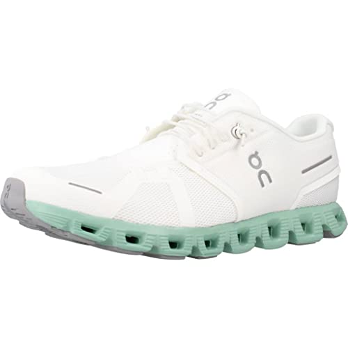 On Mens Cloud 5 Running Shoes, Undyed-White/Creek, 10.5 US