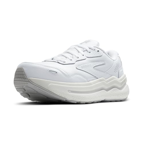 Brooks Women’s Ghost Max Suede/Leather Neutral Running & Walking Shoe - White/White - 7.5 Wide