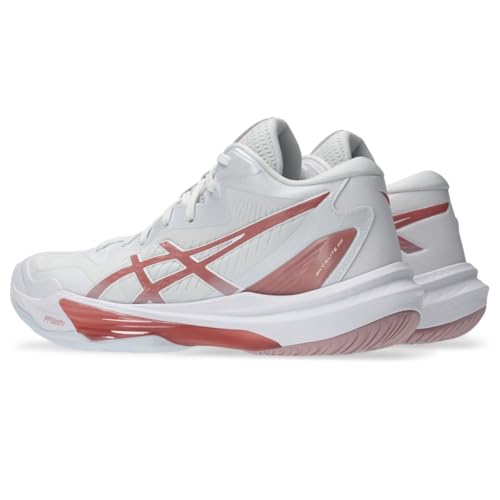 ASICS Women's Sky Elite FlyteFoam Mid Top 3 Volleyball Shoes, 6.5, White/MORGANITE