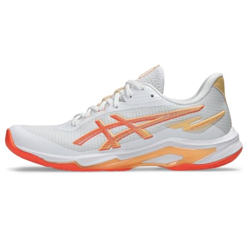 ASICS Women's Netburner Ballistic FlyteFoam 4 Volleyball Shoes, 10, White/Vivid Coral