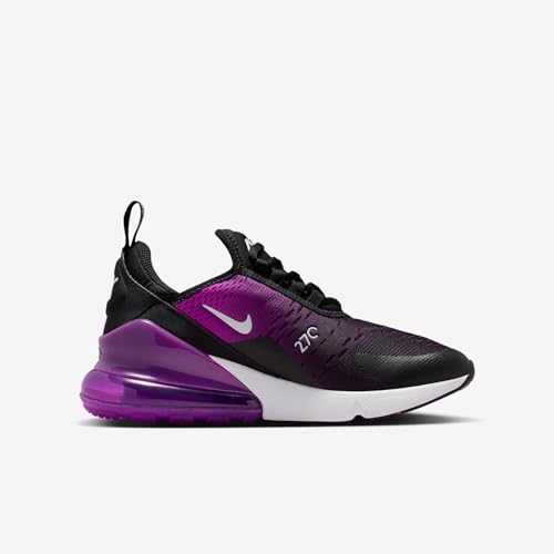 Nike Air Max 270 Big Kids' Shoes (Black/Vivid Purple/White) Size 6