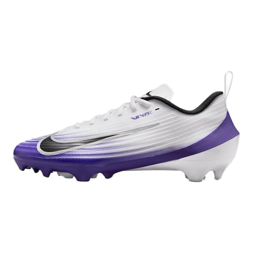 Nike Vapor Speed 3 Football Cleats (HM8849-101, White/Court Purple/Metallic Silver/Black) Size 8.5