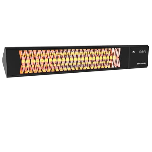 DWELLCOZY 2s Wall-Mounted Patio Heater 5 Modes, Indoor/Outdoor Heaters for Patio, 1500W Infrared Electric Garage Heaters with Remote, Space Heater for Garden,Backyard IP55 Resistant, 24H Timer, Black