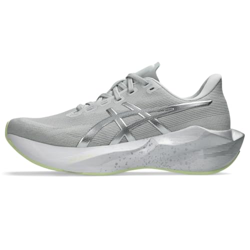 ASICS Mens, Novablast 6 Platinum, Platinum/Glow Green, 8, Medium