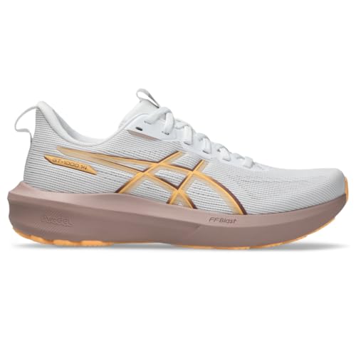 ASICS Women's GT-1000 14 Running Shoes, 8.5, White/Rubble RED