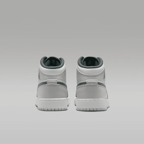 Air Jordan 1 Mid SE Big Kids' Shoes (FQ8088-103, White/Sail/Neutral Grey/Oxidized Green) Size 6