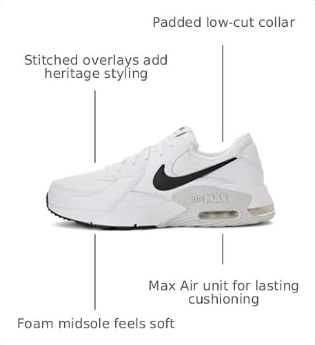 Nike Men's Air Max Excee Shoes, White/Black-Pure Platinum, 8