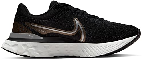 NIKE Women's React Infinity Run Fk 3 Shoe, Black Anthracite Metallic Copper Metallic Silver, 7 UK