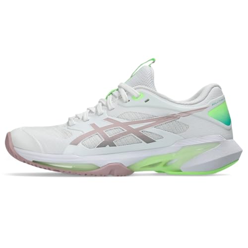 ASICS Women's Solution Speed FlyteFoam 4 Clay Tennis Shoes, 9, White/MORGANITE