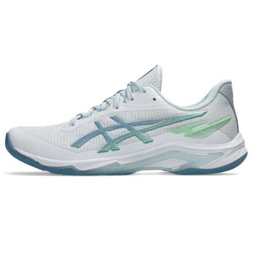 ASICS Men's Netburner Ballistic FlyteFoam 4 Volleyball Shoes, 11.5, White/SABA Blue