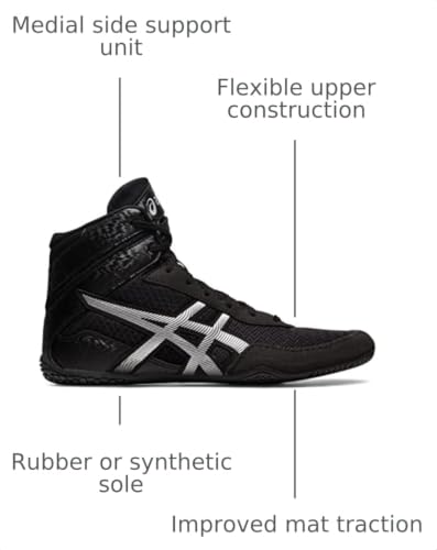 ASICS Men's MATCONTROL 3 Wrestling Shoes, 14, Black/Pure Silver
