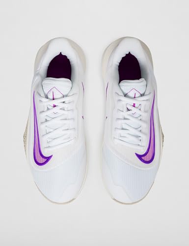 Nike Men's Precision 7 Basketball Shoes, White/Vivid Purple-Light Orewood Brown, 10