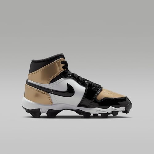 Jordan 1 Mid Little/Big Kids' Cleats (HF6883-701, Metallic Gold/White/Black) Size 10
