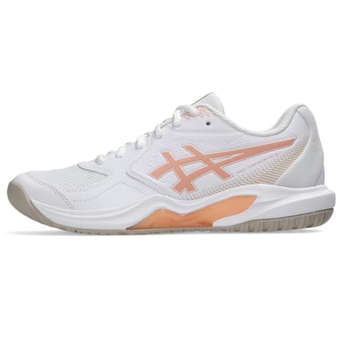 ASICS Women's Gel-Dedicate 9 Tennis Shoes, 8, White/Cantaloupe