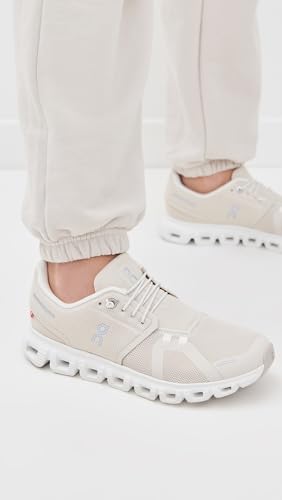 On Women's Cloud 6 Sneakers, Pearl/White, 5 Medium US