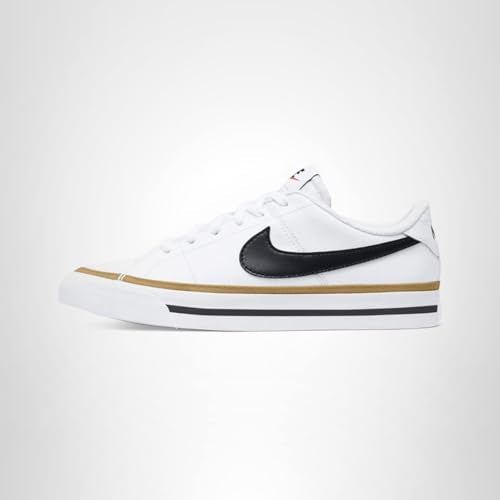 Nike Unisex Kids Court Legacy, White/Black/Desert Ochre/Gum Light Brown, 1Y