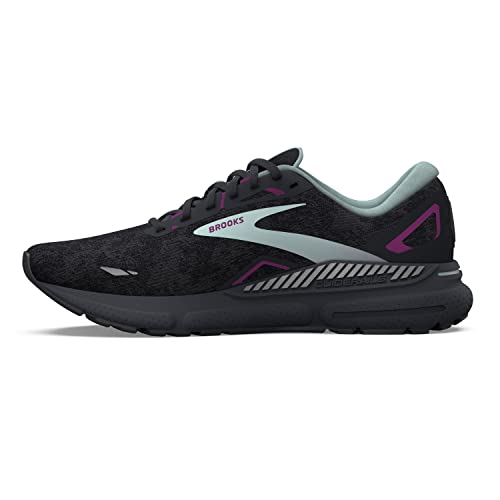 Brooks Women’s Adrenaline GTS 23 Supportive Running Shoe - Black/Light Blue/Purple - 8 Medium