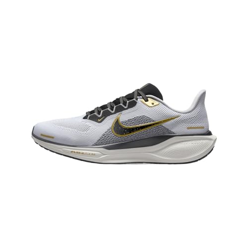 Nike Zoom Pegasus 41 Men's Road-Running Shoes (HQ3220-100, White/Metallic Gold/Light Smoke Grey/Black) Size 8
