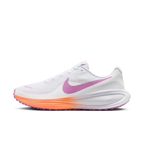 Nike Women's Revolution 8 Road Running Shoes, White/Light Magenta-Orange Pulse, 8