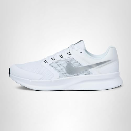 Nike Men's Run Swift 3 Road Running Shoes, White/Metallic Silver-Football Grey, 13