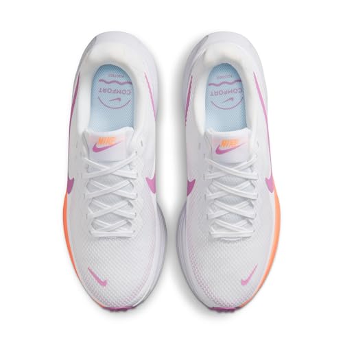 Nike Women's Revolution 8 Road Running Shoes, White/Light Magenta-Orange Pulse, 7