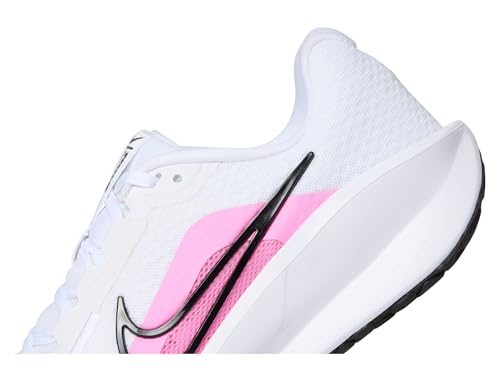 Nike Women's Downshifter 13 Road Running Shoes, White/Pink Spell-Black, 6 Extra Wide