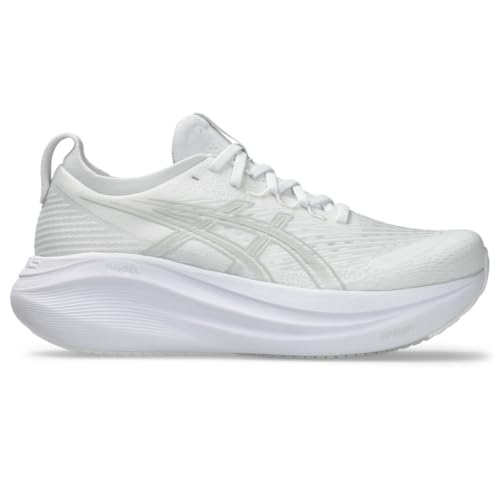 ASICS Women's Gel-Nimbus 27 Running Shoes, 12, White/Glacier Grey