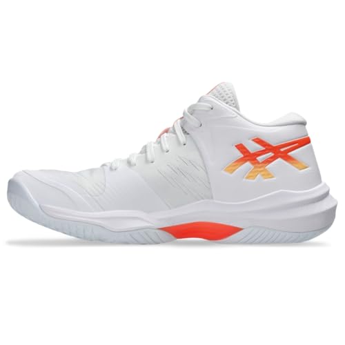 ASICS Women's Sky Elite FlyteFoam Mid Top 3 Volleyball Shoes, 9, White/Vivid Coral