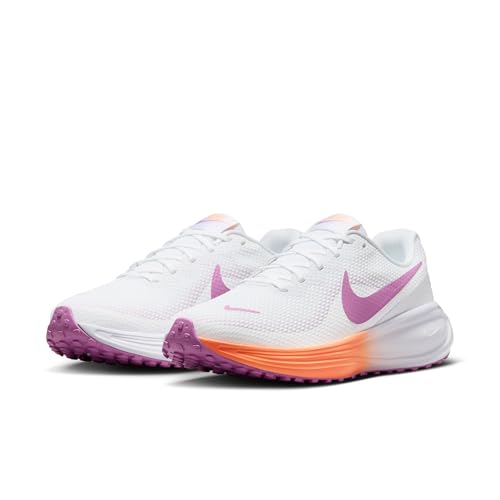 Nike Women's Revolution 8 Road Running Shoes, White/Light Magenta-Orange Pulse, 7