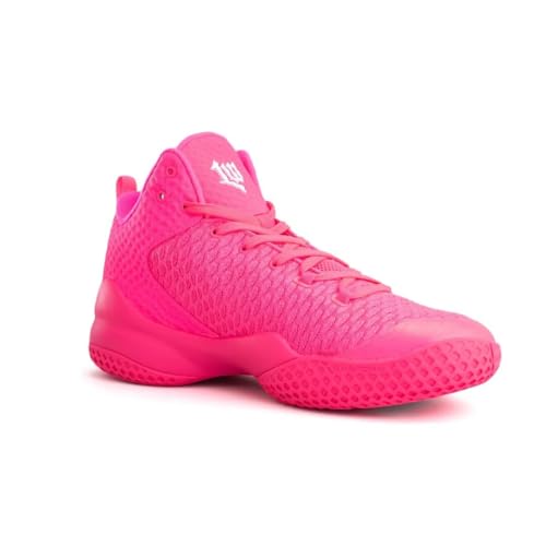 PEAK High Top Mens Basketball Shoes Streetball Master Breathable Non Slip Outdoor Sneakers Cushioning Workout Shoes for Fitness Pink US Size 8