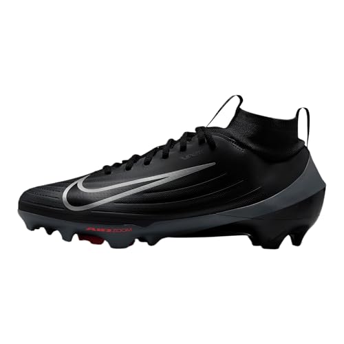 Nike Vapor Pro 1 Football Cleats (FB3298-002, Black/Dark Grey/Bright Crimson/Black) Size 10.5
