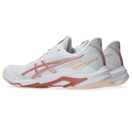ASICS Women's Netburner Ballistic FlyteFoam 4 Volleyball Shoes, 7, White/Rose Rouge