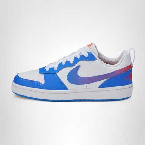 Nike Kid's Court Borough Low Bball, White/Blue Crystal-Bright Violet, 7Y