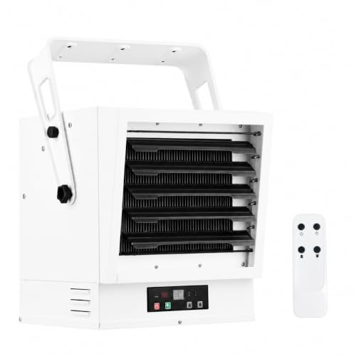 VILLABROT 5000W Garage Heater 240V, Fan-Forced Electric Heater with Remote & Digital Thermostat, Wall/Ceiling Mount, Overheat Protection, 1-9H Timer, 500 Sq.Ft for Garage Greenhouse Indoor