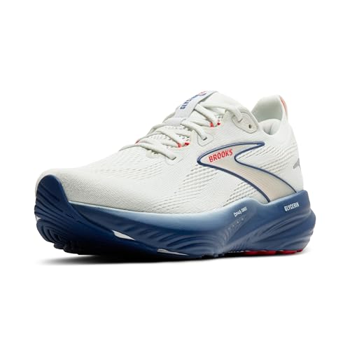 Brooks Men’s Glycerin 22 Neutral Running Shoe - Gray/Navy Peony/Fiery Red - 9.5 Medium