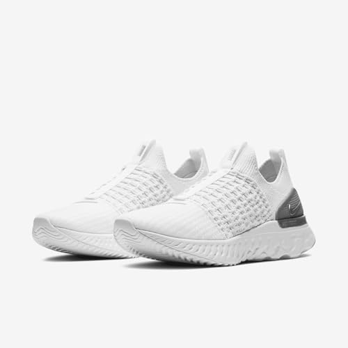 Nike React Phantom Run Flyknit 2 CJ0280-100 White-Metallic Silver Women's Running 7.5 US
