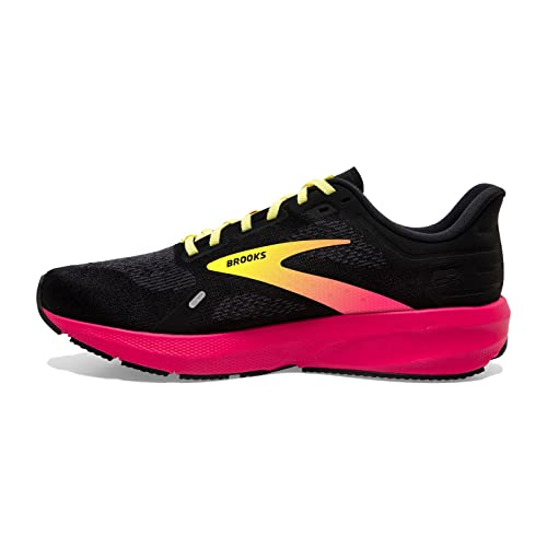 Brooks Men’s Launch 9 Neutral Running Shoe - Black/Pink/Yellow - 9.5 Medium