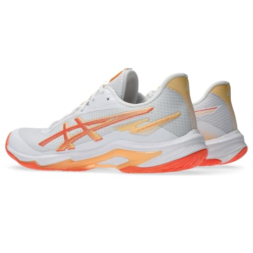 ASICS Women's Netburner Ballistic FlyteFoam 4 Volleyball Shoes, 10, White/Vivid Coral